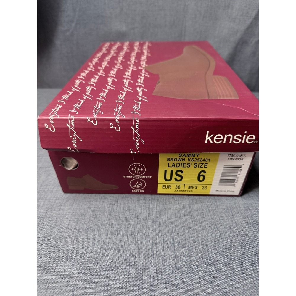 Kensie Sammy‎ Brown Ankle Booties Side Zip Low Block Heel Shoes Womens 6 NEW - Picture 9 of 10